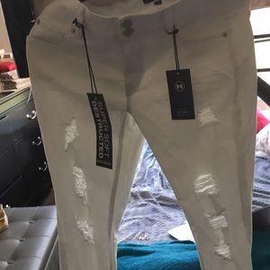 White ripped jeans